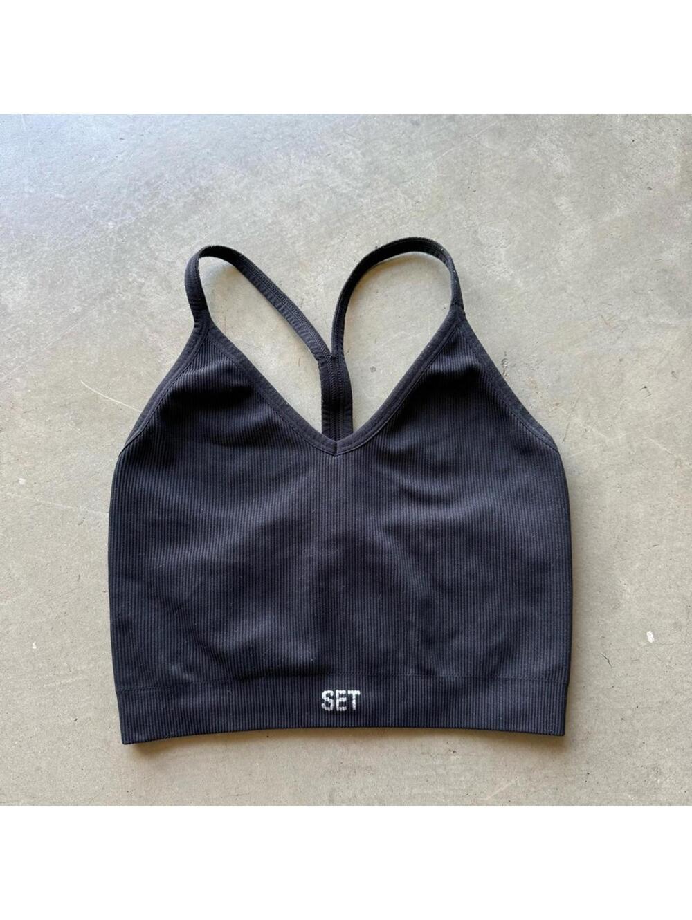 SET Active / Ribbed V-Neck Sports Bra / Black
